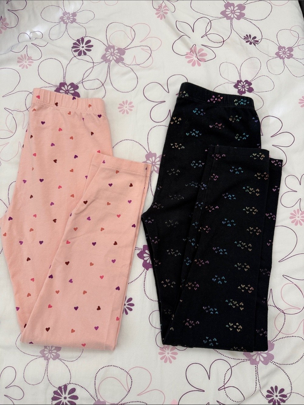 Cat & Jack Pink & Black Heart-Print Leggings Duo